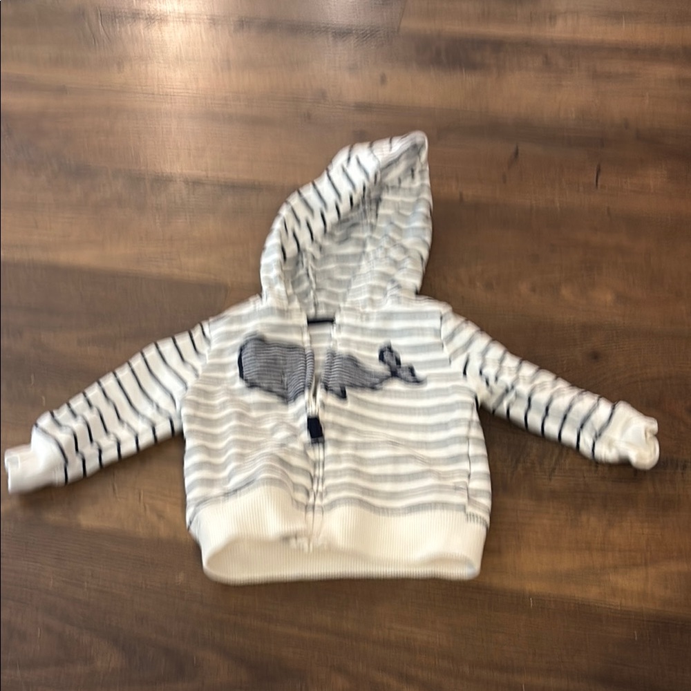 Carter's Cozy White and Blue Hooded Sweatshirt